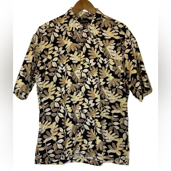 Bachrach Men's size Medium tropical novelty print button up short sleeve cotton - Picture 1 of 5